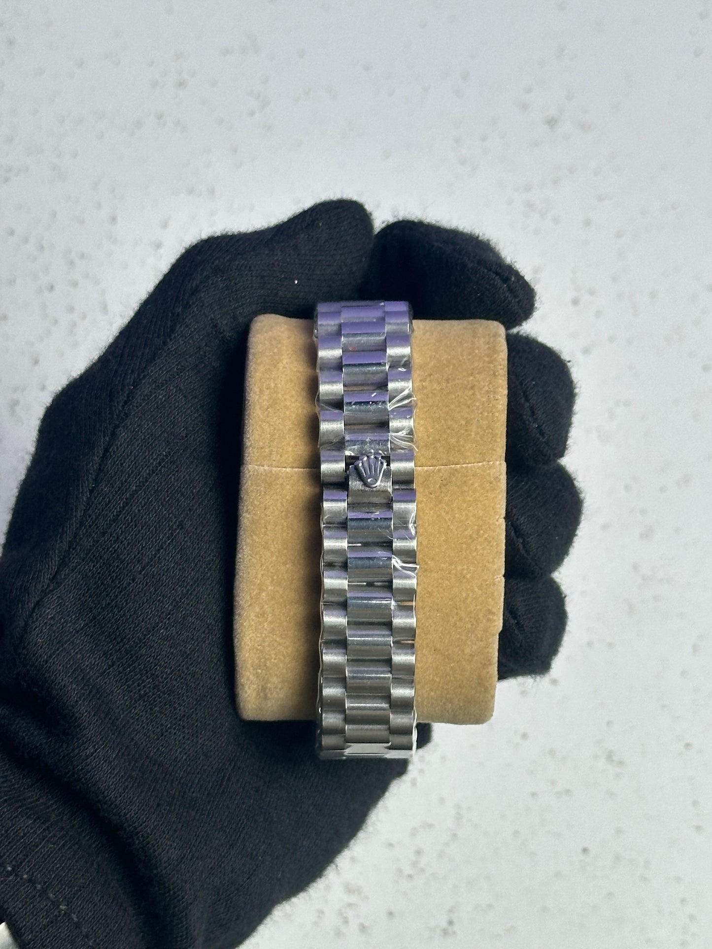 Rolex Day-Date Arabic Dial – Silver Chain, Cyan Color